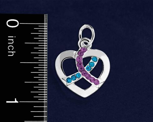 Teal & Purple Charms - Ribbon, Heart, Round Shaped for Sexual Assault & Suicide Prevention Awareness - Perfect for Jewelry Making, Bracelets, Necklaces, DIY Projects, Support Groups, Fundraisers, & More! in Saudi Arabia