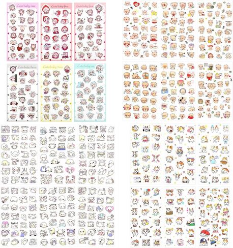 48 Sheets Kawaii stickers Cute Transparent Sticker Small Cartoon Girls Rabbit Cat Bear Pig Dolphin Pet Animal Waterproof Mini Stickers for Scrapbooking Planner Journaling DIY Arts Crafts Album Water Bottles Phone Cases(A) in Kuwait