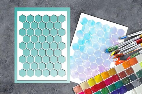 GSS Designs Patterns Stencil Template Set（4 Pack）- Hexagon Triangles Fish Scale Oriental A5(6x8.25 Inch) - Art Painting for Card Making Canvas Furniture(SL-017) in Saudi Arabia