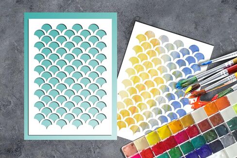 GSS Designs Patterns Stencil Template Set（4 Pack）- Hexagon Triangles Fish Scale Oriental A5(6x8.25 Inch) - Art Painting for Card Making Canvas Furniture(SL-017) in Saudi Arabia