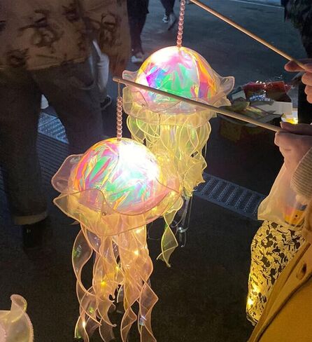 iksya Colorful Jellyfish Lamp - Glitter Iridescent Hanging Jelly Fish Lanterns Under The Sea Mermaid Party Decoration Table Centerpiece Ocean Theme Birthday Wedding Party Supplies (Color : 5PCS) in Kuwait