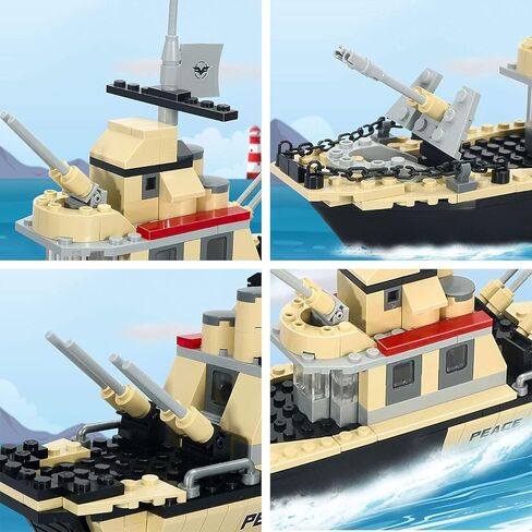لعبة بناء سفينة حربية لخفر السواحل العسكرية، مكعبات بناء قارب حربي بحرية للاطفال من سن 6-12 سنة (231 قطعة) in Kuwait