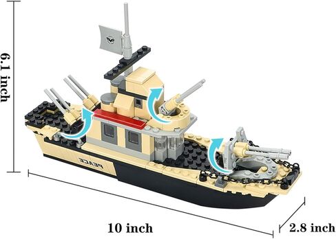 لعبة بناء سفينة حربية لخفر السواحل العسكرية، مكعبات بناء قارب حربي بحرية للاطفال من سن 6-12 سنة (231 قطعة) in Kuwait