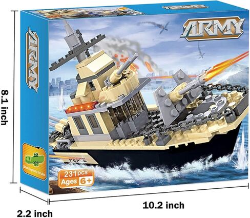 لعبة بناء سفينة حربية لخفر السواحل العسكرية، مكعبات بناء قارب حربي بحرية للاطفال من سن 6-12 سنة (231 قطعة) in Kuwait