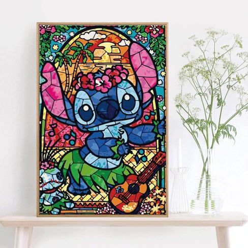 مطبوعات يدوية كيميلي بأرقام للبالغين والأطفال والأطفال ترسم حسب الأرقام بنفسك طلاء أكريليك بالأرقام مجموعة طلاء Lilo Stitch للمنزل وغرفة المعيشة وغرفة النوم وديكور ليلو وستيتش in Kuwait