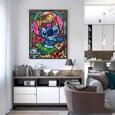 مطبوعات يدوية كيميلي بأرقام للبالغين والأطفال والأطفال ترسم حسب الأرقام بنفسك طلاء أكريليك بالأرقام مجموعة طلاء Lilo Stitch للمنزل وغرفة المعيشة وغرفة النوم وديكور ليلو وستيتش in Kuwait