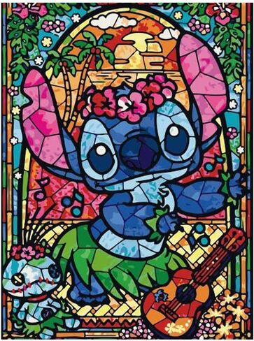 مطبوعات يدوية كيميلي بأرقام للبالغين والأطفال والأطفال ترسم حسب الأرقام بنفسك طلاء أكريليك بالأرقام مجموعة طلاء Lilo Stitch للمنزل وغرفة المعيشة وغرفة النوم وديكور ليلو وستيتش in Kuwait