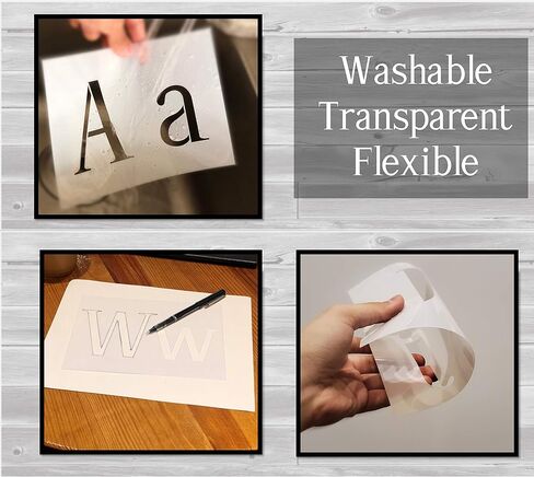 Vinz Large Letter Alphabet Stencils for Painting on Wood | Including Upper-Lowercase, Numbers, & Common Symbols | Reusable Plastic for DIY Art-Craft Projects | 38 Pcs | 82 Symbols in Kuwait