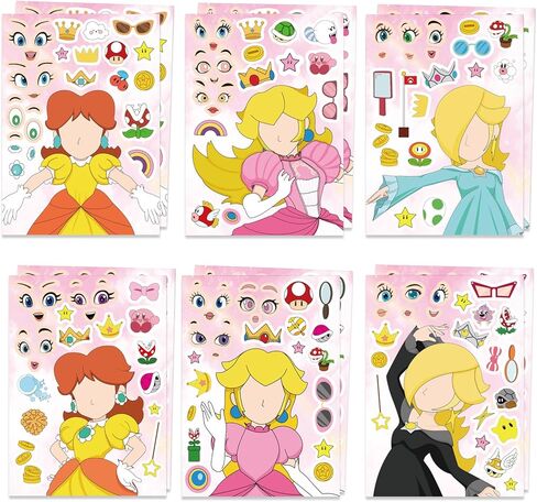 36 PCS Princess Peach Party Supplies Princess Peach Party Favors Make Your Own Cartoon Princess Stickers Sheets for Princess Peach Birthday Party Supplies. in Kuwait