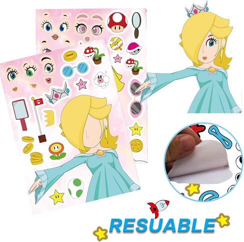 36 PCS Princess Peach Party Supplies Princess Peach Party Favors Make Your Own Cartoon Princess Stickers Sheets for Princess Peach Birthday Party Supplies. in Kuwait