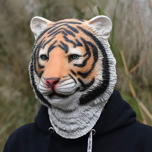 بارتي ستوري قناع بتصميم نمر للهالوين من اللاتكس بتصميم حيوان مبتكر من المطاط لكامل الراس in Kuwait