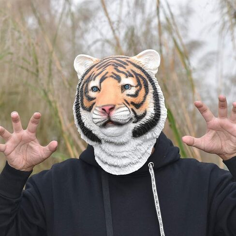 بارتي ستوري قناع بتصميم نمر للهالوين من اللاتكس بتصميم حيوان مبتكر من المطاط لكامل الراس in Kuwait