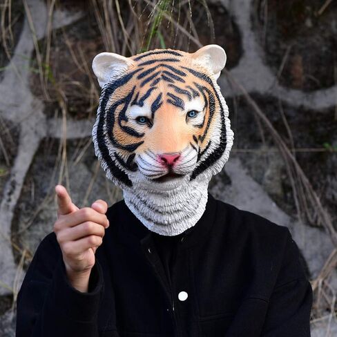 بارتي ستوري قناع بتصميم نمر للهالوين من اللاتكس بتصميم حيوان مبتكر من المطاط لكامل الراس in Kuwait