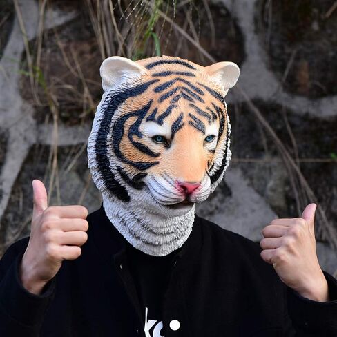 بارتي ستوري قناع بتصميم نمر للهالوين من اللاتكس بتصميم حيوان مبتكر من المطاط لكامل الراس in Kuwait