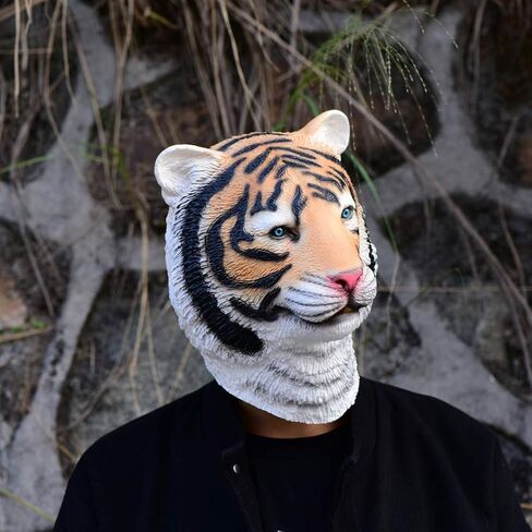 بارتي ستوري قناع بتصميم نمر للهالوين من اللاتكس بتصميم حيوان مبتكر من المطاط لكامل الراس in Kuwait