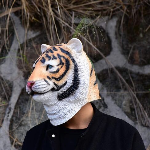 بارتي ستوري قناع بتصميم نمر للهالوين من اللاتكس بتصميم حيوان مبتكر من المطاط لكامل الراس in Kuwait