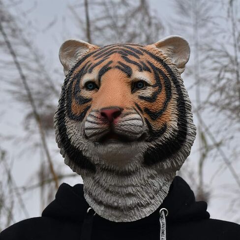 بارتي ستوري قناع بتصميم نمر للهالوين من اللاتكس بتصميم حيوان مبتكر من المطاط لكامل الراس in Kuwait