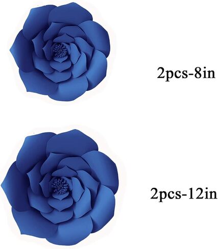 YLY's love 3D Paper Flower Decorations Giant Paper Flowers Party DIY Handcrafted Paper Flowers for Wedding Backdrop Bridal Shower Baby Shower Nursery Wall Home Decor (Gold, 4pcs-8in,12in) in Saudi Arabia