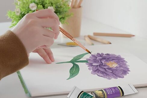 مجموعة فرش طلاء - 7 فرش سفر للرسم الاكريليك والزيت والالوان المائية والجواش والبلين اير - مقبض قصير للغاية - حقيبة حمل فنية احترافية - لوازم فنية من ماي ارت سكيب (اسود) in Kuwait