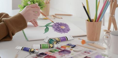 مجموعة فرش طلاء - 7 فرش سفر للرسم الاكريليك والزيت والالوان المائية والجواش والبلين اير - مقبض قصير للغاية - حقيبة حمل فنية احترافية - لوازم فنية من ماي ارت سكيب (اسود) in Kuwait