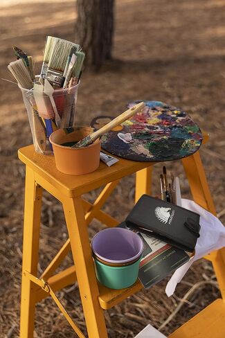 مجموعة فرش طلاء - 7 فرش سفر للرسم الاكريليك والزيت والالوان المائية والجواش والبلين اير - مقبض قصير للغاية - حقيبة حمل فنية احترافية - لوازم فنية من ماي ارت سكيب (اسود) in Kuwait