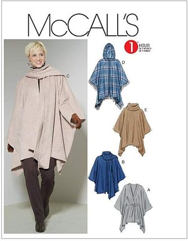 McCall's Patterns M6209 Misses' Ponchos and Belt, Size ZZ (LRG-XLG-XXL) in Saudi Arabia