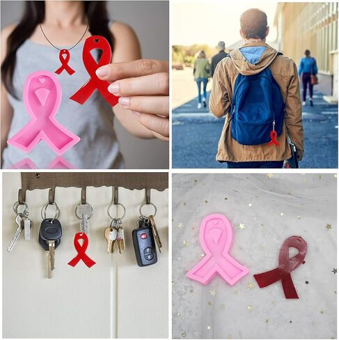 2 قطعة من البلاستيك المقوى، قوالب سيليكون الإيبوكسي الراتنج الشريط مع ثقب لقلادة DIY قلادة، الأقراط، أقلام الشمع، الحرف الطنية، تزيين الكعك حلوى الشوكولاته (وردي) in Kuwait