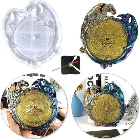 Playing Mold Resin Clock Molds, Flying Dragon Shape Clock Silicone Mold for DIY Wall Living Room Desktop Decoration Wall Hanging Decoration Making, with 1 Clock in Kuwait