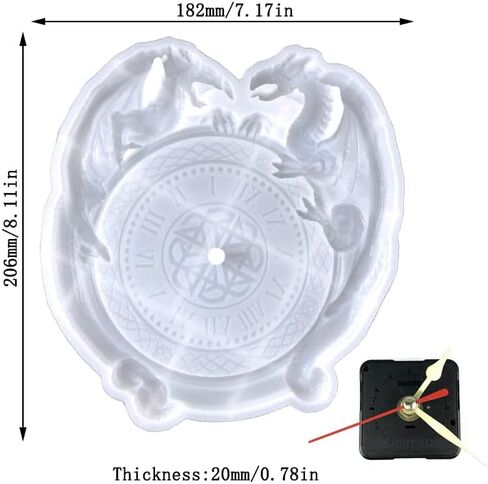 Playing Mold Resin Clock Molds, Flying Dragon Shape Clock Silicone Mold for DIY Wall Living Room Desktop Decoration Wall Hanging Decoration Making, with 1 Clock in Kuwait
