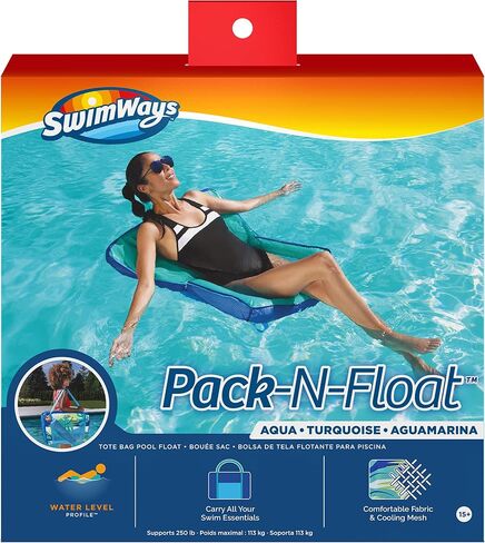 SwimWays Pack-N-Float 2-in-1 Pool Chair and Tote Bag, Blue Palm in Saudi Arabia