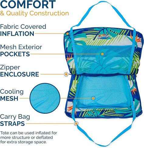 SwimWays Pack-N-Float 2-in-1 Pool Chair and Tote Bag, Blue Palm in Saudi Arabia