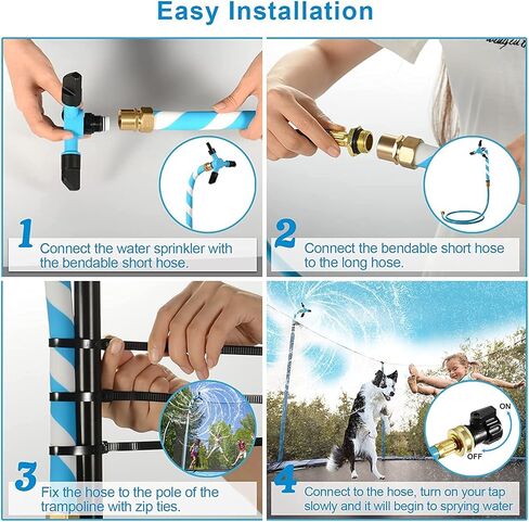 Tatub Trampoline Sprinkler for Kids - Summer Water Sprinkler for Trampoline, Outdoor Waterpark Trampoline Accessories for Boys Girls and Adults in Kuwait