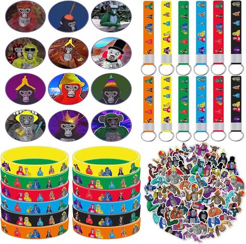 86 قطعة من لوازم حفلات اعياد الميلاد من غوريلا، زينة عيد ميلاد لعبة الواقع الافتراضي، هدايا حفلات الغوريلا تتضمن 12 سوار، 12 دبوس زر، 12 سلسلة مفاتيح، 50 ستيكر لاصق لحفلات اعياد الميلاد للاولاد in Kuwait