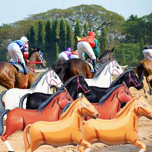 8 Pieces 30 Inches Horse Balloons, 4 Styles Large Foil Mylar Horse-Shaped Mustang Balloon for Rodeo Cowboy Wild West Derby Day Equestrian Decorations Horse Racing Riding School Events Party Supplies in Kuwait
