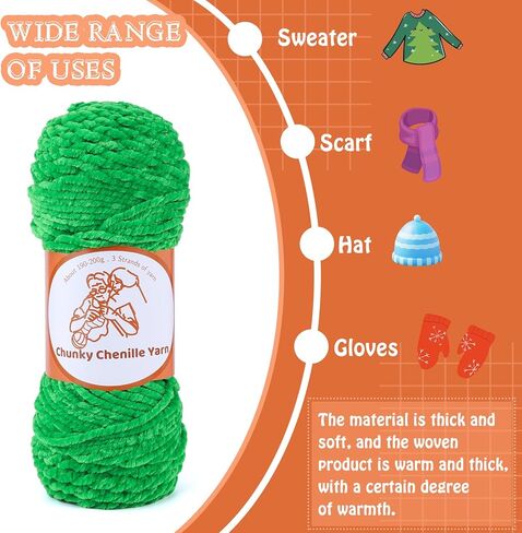 TLKKUE خيوط شانيل مكتنزة (7 أونصة/200 جرام)، 3 خيوط من خيوط الغزل الناعمة من خيوط شانيل المخملية للحياكة والحياكة غزل بطانية سميكة لوسادة ملابس قبعة الأحذية (أسود) in Kuwait