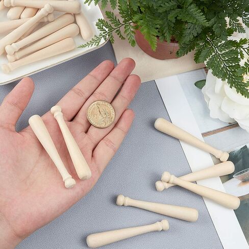 OLYCRAFT 60pcs Unfinished Mini Wooden Baseball Bats 3 Inch Half Drilled Natural Wood Baseball Bat Unpainted Baseball Bat Beads for Keychain Accessories, Action Figures, DIY Craft Projects in Saudi Arabia