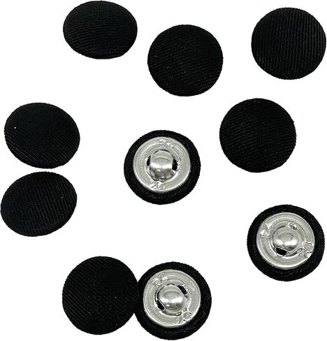 MMvolesy White Fabric Cloth Covered with Metal Shank Round Buttons for Suits Gowns Blouses Shirts DIY Sewing 18mm(3/4 Inch) 10Pc in Kuwait