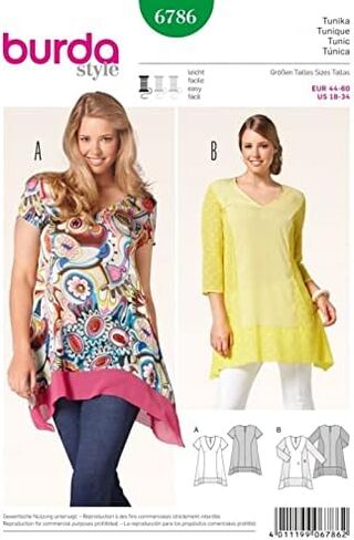 بوردا للسيدات مقاس كبير نمط الخياطة السهل 6786 تونيك علوي in Kuwait