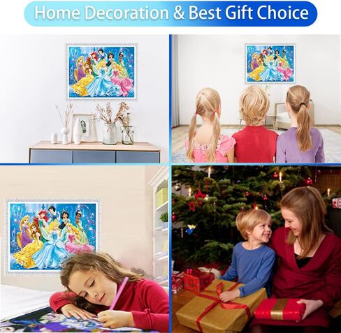 مجموعة رسم ماسي خماسي الابعاد بالارقام للبالغين، 16 انش × 12 انش، لوحات رومانسية من الكريستال وحجر الراين والتطريز بالماس والتطريز الكامل للخياطة المتقاطعة، مجموعة صور فنية حرفية، اميرات ديزني in Kuwait