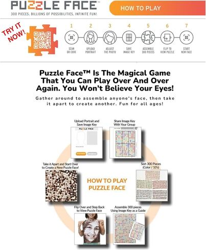 Puzzle Face - 300 Piece Jigsaw Puzzle to Make Any Face. Create Custom Personalized Puzzle Portraits of Anybody. Billions of Possibilities, Infinite Fun for Kids and Adults in Saudi Arabia