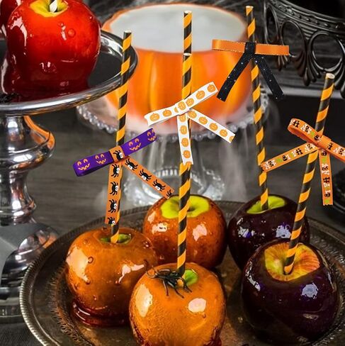 3/8" Halloween Ribbon for Gift Wrapping (10rolls, 50yds), Orange Ribbons for Crafts Wreaths with Spider Web Pumpkin Bat, Ribbon for Hair Bows Halloween Party Home Decor in Kuwait