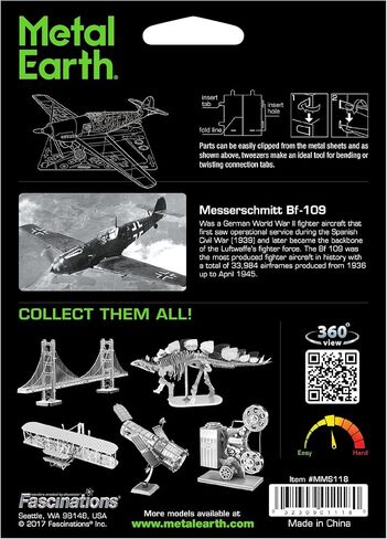 مجموعة نموذج معدني ثلاثي الأبعاد ميسرشيميت BF-109 من ميتال إيرث مع ملاقط in Saudi Arabia