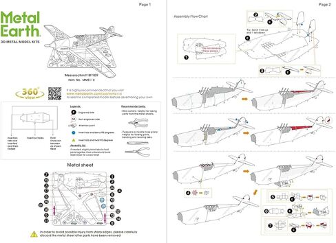 مجموعة نموذج معدني ثلاثي الأبعاد ميسرشيميت BF-109 من ميتال إيرث مع ملاقط in Saudi Arabia