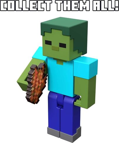 Minecraft Craft-A-Block Zombie Figure, Authentic Pixelated Video-Game Characters, Action Toy to Create, Explore and Survive, Collectible Gift for Fans Age 6 Years and Older in Saudi Arabia