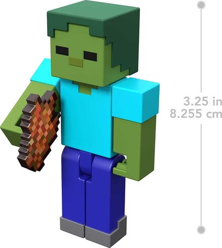 Minecraft Craft-A-Block Zombie Figure, Authentic Pixelated Video-Game Characters, Action Toy to Create, Explore and Survive, Collectible Gift for Fans Age 6 Years and Older in Saudi Arabia