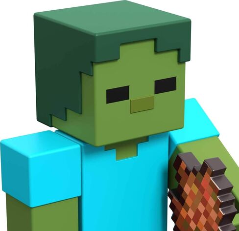 Minecraft Craft-A-Block Zombie Figure, Authentic Pixelated Video-Game Characters, Action Toy to Create, Explore and Survive, Collectible Gift for Fans Age 6 Years and Older in Saudi Arabia