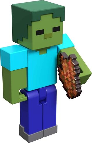 Minecraft Craft-A-Block Zombie Figure, Authentic Pixelated Video-Game Characters, Action Toy to Create, Explore and Survive, Collectible Gift for Fans Age 6 Years and Older in Saudi Arabia