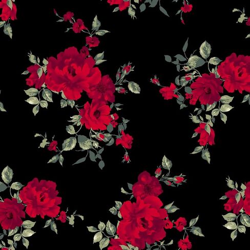 Texco Inc Large Flowers Polyester Spandex Burn-Out Velvet Fabric/Rib Knit Prints/DIY Projects, Black Magenta 3 Yards in Kuwait