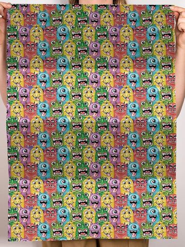 CENTRAL 23 Boys Birthday Wrapping Paper - 6 Sheets of Gift Wrap and Tags - Silly Monster Characters - Gift Wrap Paper for Girls - Kids Wrapping Paper - Eco-friendly Gifts for Adult - with Stickers in Saudi Arabia