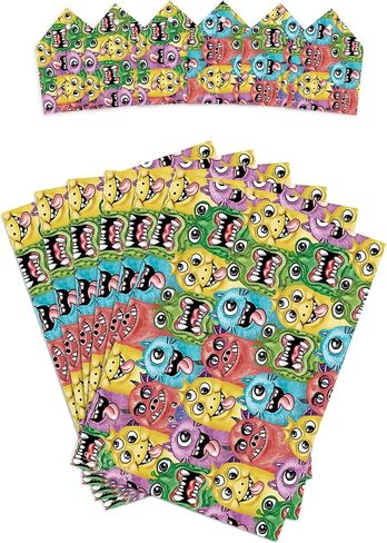 CENTRAL 23 Boys Birthday Wrapping Paper - 6 Sheets of Gift Wrap and Tags - Silly Monster Characters - Gift Wrap Paper for Girls - Kids Wrapping Paper - Eco-friendly Gifts for Adult - with Stickers in Saudi Arabia